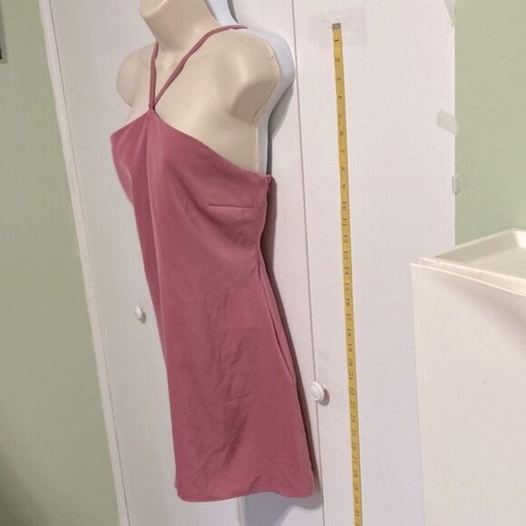 Halter Mini Dress Tie Neck Satin Barbie Pink by STUDIO 19 Womens Large - Picture 6 of 15